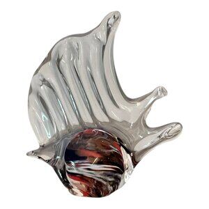 Hand-Blown Art Glass Tropical Fish Sculpture Paperweight 3.25" Tall Ocean Beach